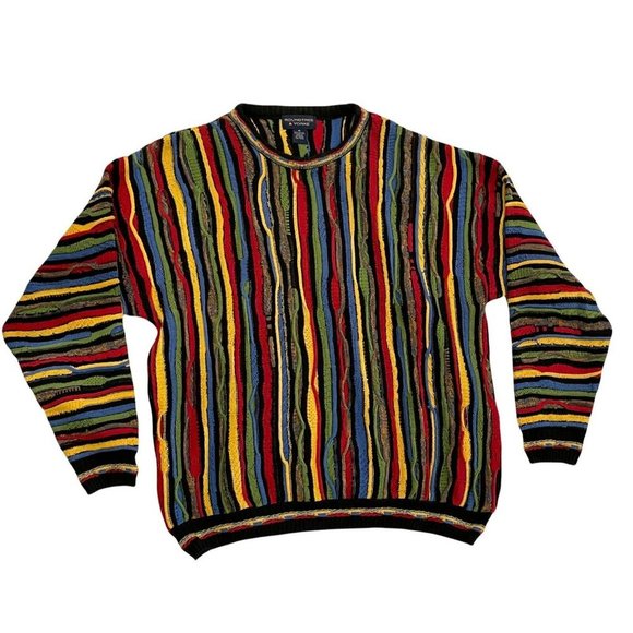 rountree and yorke Other - Vintage Roundtree & Yorke Bright Vapor Wave Coogi Style Textured Knit Sweater XL